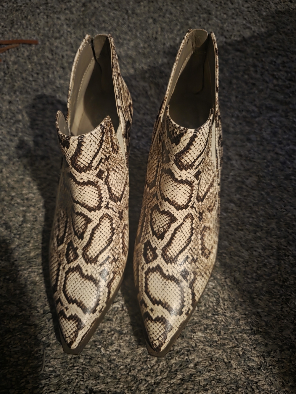 Snake-Print Pointed Toe Ankle Boots -Vince Camuto Beige/Brown